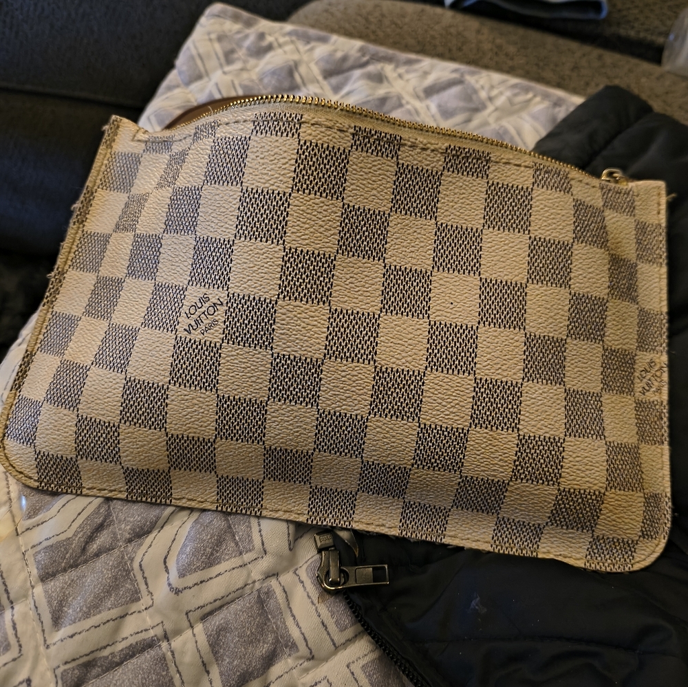 Louis Vuitton Beige and Blue Checkered Pouch